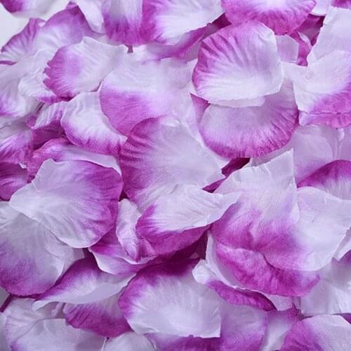Free Shipping 2000pcs/lot Purple And White Silk Rose Petals For Wedding Decorations Fashion Artificial Flower Petals
