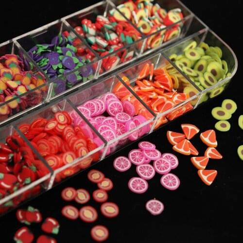 Mixed 3D Fruit Slices Sticker Polymer Clay DIY Designs Slice Lemon Nail Art Sliders Decors Women Nail Tips Manicure Decoration