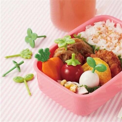 8pcs/set Mini Leaves Fork Fruit Picks Cute Cartoon Green Sprouts Children Fork Bento Lunch Box Decor Accessories Dropshipping