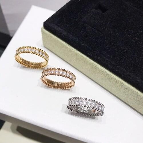 925 Sterling Silver For Women thin signature maked Full Stone small bead Rings Engagement Wedding Jewelry