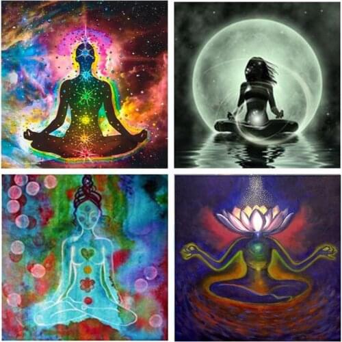 5D DIY Diamond Painting Chakra Meditation Picture Square/Round Full Diamond Mosaic Embroidery Cross Stitch Kit Home Decoration