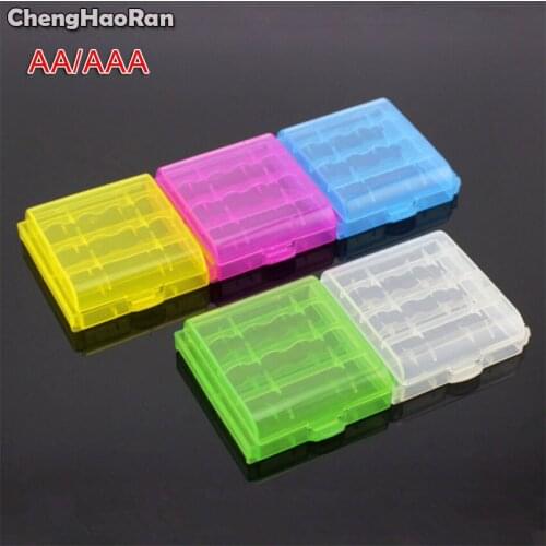 ChengHaoRan Colorful Battery Holder Case 4x 5x AA AAA Hard Plastic Storage Box Cover For 14500 10440 Battery Organizer Container