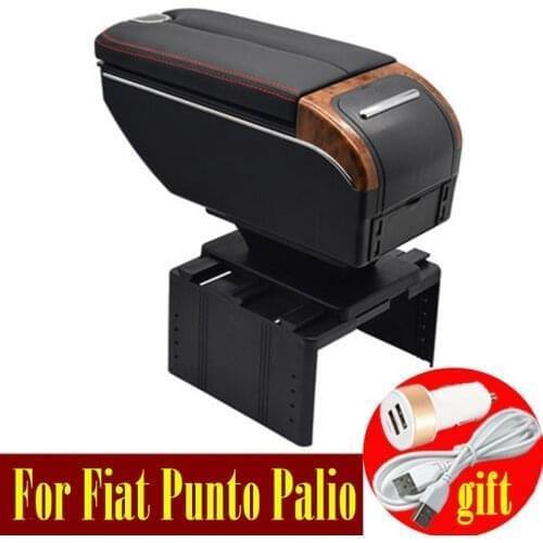 For Fiat Punto Palio Brava armrest box usb Double doors open 7USB Centre Console Storage Box Arm Rest