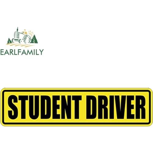 EARLFAMILY 13cm x 3.25cm Car Styling STUDENT DRIVER Removable Vinyl Decal Sticker Label Safety Teen Drive Car Sticker Waterproof