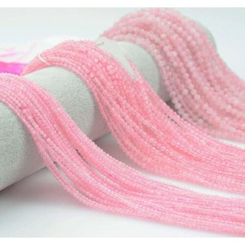 Natural Stone Pink Crystal Faceted Loose Beads 2-3mm Semi-finished Small Loose Beads Beaded Jewelry Making DIY Accessories 38cm