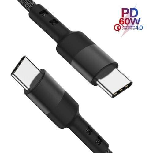60W USB C to USB Type-C Cable PD QC 4.0 Fast Charge Data Cable For Macbook iPad Pro 2019 SAMSUNG Note 20 Ultra S20+ S10+ QC3.0