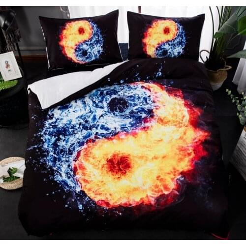 3D Yin-Yang Tai Chi Bedding Set HD Fire Water Beddings Duvet Cover Set Bedlinen Twin Full Queen King Size