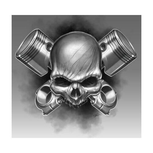 Cartel de Metal con calavera y pistón para tatuar, garaje, cueva, hombre