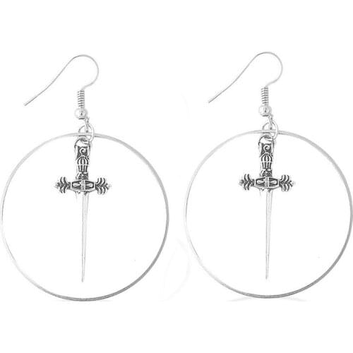 Fashion Punk Unisex Earrings Circle Swords Earrings Women Witch Tarot Gothic Earrings For Girl Boy Jewelry Gift