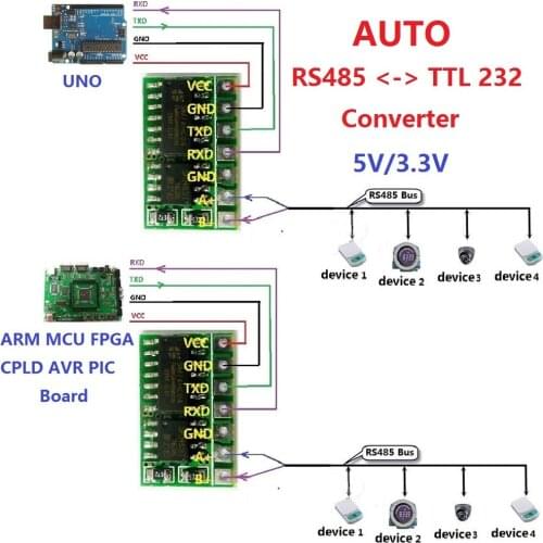 5V 3.3V RS485 to TTL Converter Module UART to RS485 Converte