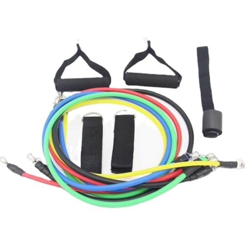 Home Indoor And Outdoor Healthy Exercise Gym Band Yoga Exercise Fitness Elastic Band 11 Piece Resistance Band Kit Set