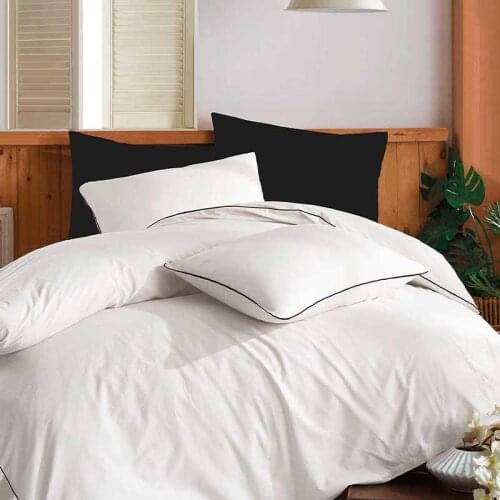 Plain White - Black Duvet Cover Set
