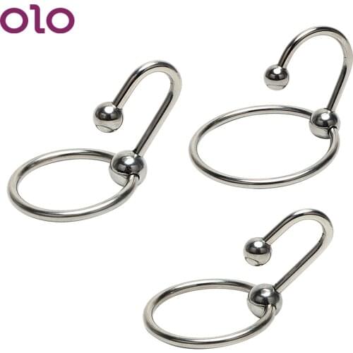 OLO with Head Ring Urethral Dilator Penis Plug Male Chastity Device Penis Rings Stainless Steel Sex Toys Catheter Sound Beads