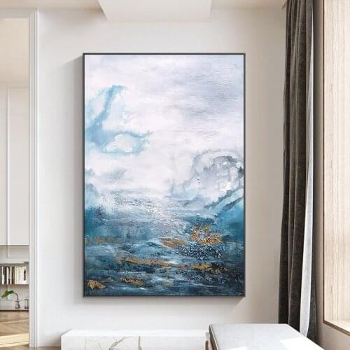 Simple and modern northern Europe abstract sea art poster porch mural blue decorative picture living room picture core printing