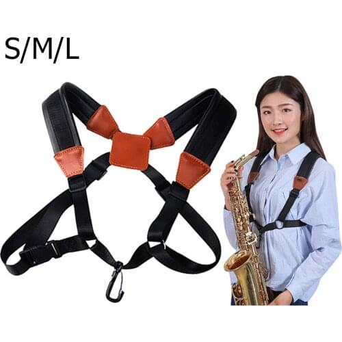 Saxophone Strap Adult Child Adjustable Soft Double Shoulder For Alto Tenor Sax Baritone Soprano Saxophones Leather Harness