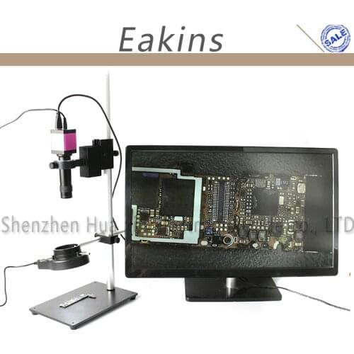 High Working Distance Stand Holder PCB Phone Repair 144 LED Light 100X Lens 720P HDMI Industrial Video Microscope Camera Set