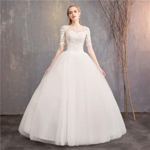 Wedding Dress 2021 New Cheap Half Cap Sleeve Princess Illusion Dresses Can Custom Made Vestido De Noiva F