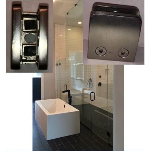 Freeshipping 316L SatinSquare Glass Clamp Flat Surface Staircase Parts for Bathroom