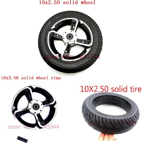 10 inch solid wheels 10x2.50 explosion-proof Solid Tyres & aluminum alloy Disc brake hole rims for 8/10 inch Electric Scooter