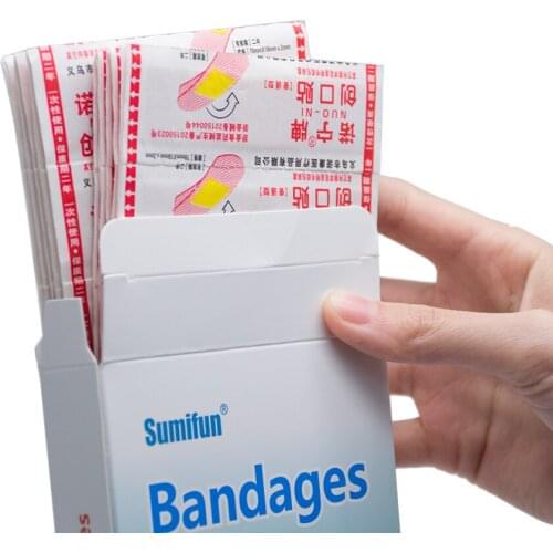 100Pcs Band Aid First Aid Bandage Medical Adhesive Plaster Strips Wound Dressings Sterile Hemostasis Stickers