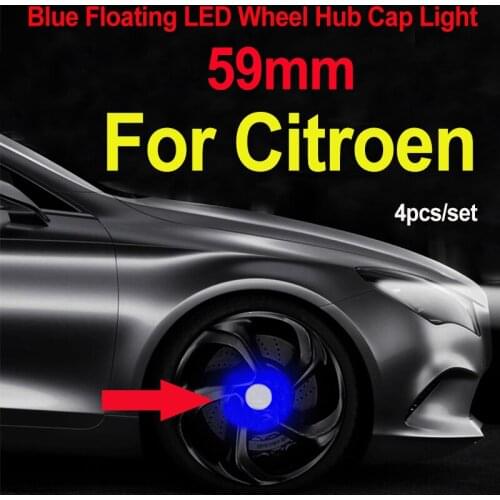 4pcs Silvery/Black 59mm Car Accessory Car Wheel Rim Center Caps Led Light Floating Illumination for C2/C3/C4/C5/C6/C8/DS3/DS4