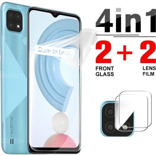 4-in-1 Hydrogel Front Protector Not Glass For Oppo Realmy C21 C15 Clear Camera Glass On Realmy C 21 15 Screen Full Cover Film