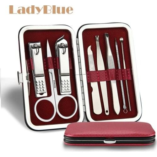 8pcs/ set Nail Cutters Set Art Care Scissor Tweezer Ear Pick Clipper Acne skin & manicure tools