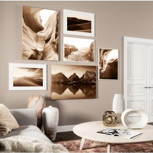 Abstract Sand Desert Mountain Nature Scenery Nordic Canvas Poster Print Painting Wall Art Landscape Picture For Home Decoration