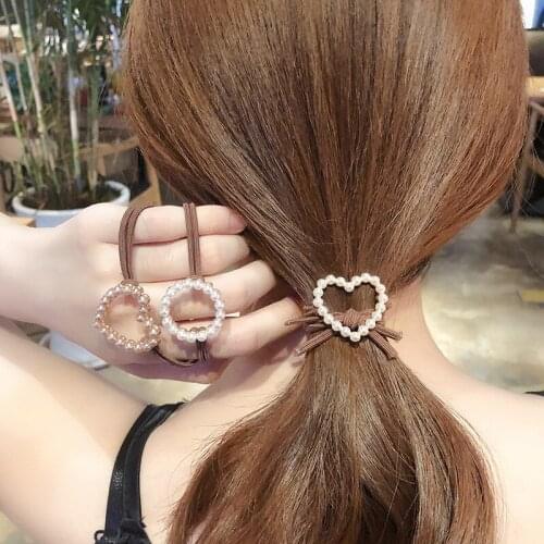 Korean Style Pearl Heart Shape Decor Hair Band Fashion Hot Selling Hair Rope Hair Accessories Lovely Sweet Hair Accessories