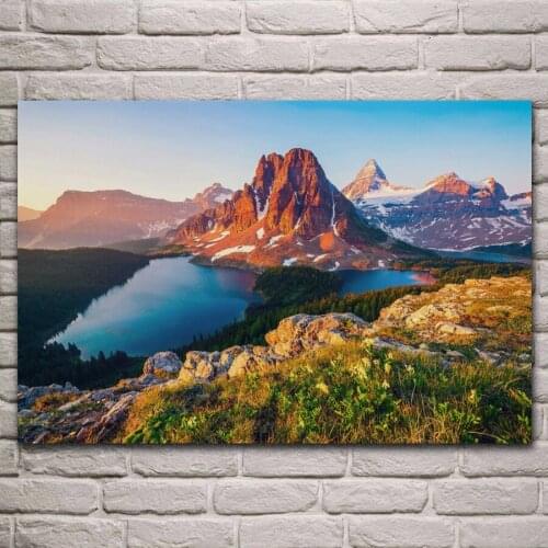 British columbia mountain lake nature landscape living room decoration home wall art decor wood frame fabric posters ME152
