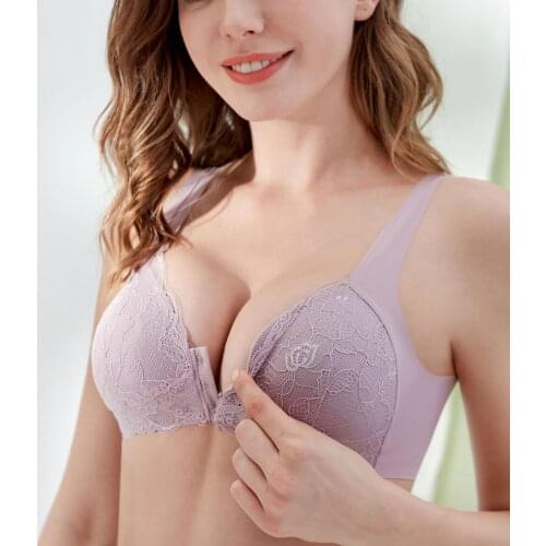 Sexy Push Up Bra Women Lace Gathered Sports Bra Solid Color Adjustable Pair Of Thin Breast Cup Underwear