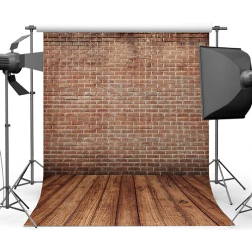 Mehofoto Brick Wall Photo Background for Photography Wood Floor Backdrop for Children Booth Studio F-1595