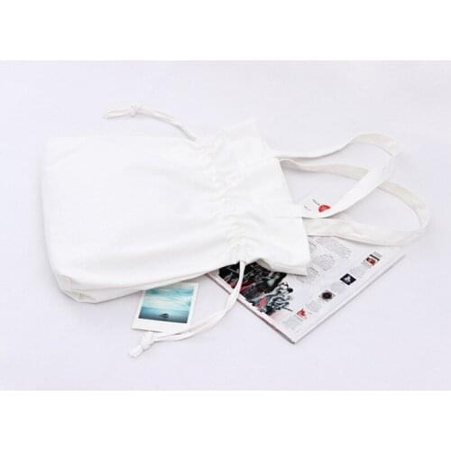 Canvas Capacity Women Shoulder Bag Drawstring Cotton Tote Shopper Bag Eco Reusable Shopping Bag Handbag Big size Bucket bag