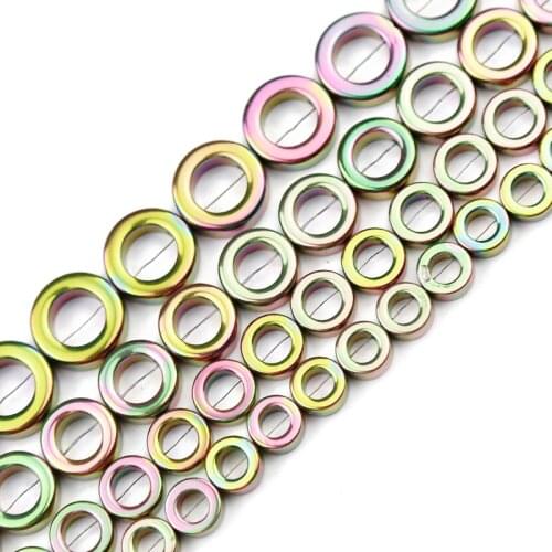 JHNBY New Green Circle Shape Hematite Natural Stone 8/10/12/14mm Round Spacer Charm Loose Beads For Jewelry Making Diy Bracelet