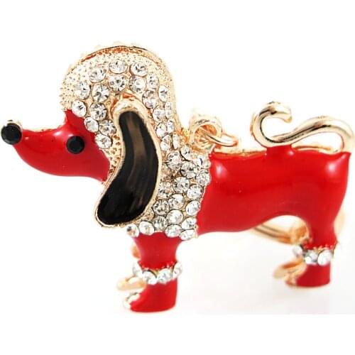 Classic Cute Dog Key Chain Metal Alloy key ring Crystal Animal Key Pendant Men Women Bag Car Charm Keychains Accessories