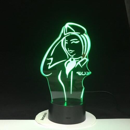 7 Colors Change Lamp Cartoon Police Women 3D Lamp Acrylic LED USB Table Lamp TARDIS Lights Multi-colored Bulbing Light 1912