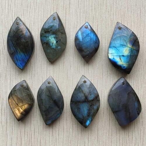 2020 new high quality natural Labradorite assorted leaf shape charm Pendants For jewelry making 8pcs/Lot Wholesale Free shipping