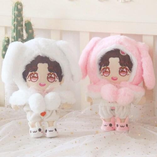 20cm EXO doll clothes Bunny Clothes pink white 5 pcsSet for 20cm Hood Sweater Overalls Shoes (without Doll ) Dolls Accessories