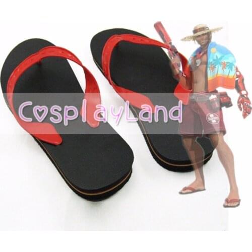 OW Game Summer Lifeguard Skin Jesse McCree Cosplay Shoes Flip Flop for Adult Men Shoes Accessories Custom Made OW Cosplay Shoes