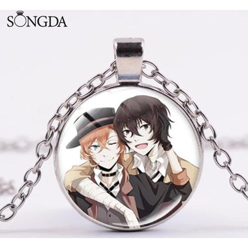Bungou Stray Dogs Anime Necklace Handsome Dazai Osamu Nakahara Chuya Nakajima Atsushi Necklace Graduation Gift for Fans