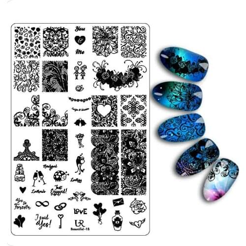 1pc nail stamping plates 9.5*14.5cm line pattern butterfly flower Nail Template Stamp Image Manicure Stamp Plate DIY Nail Design