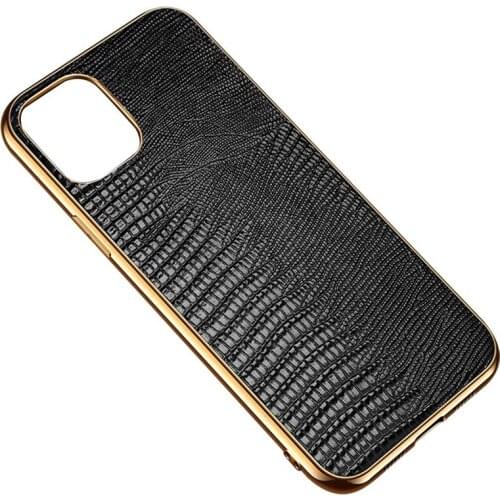 Suitable For Iphone12mini Mobile Phone Case, Soft Lizard Pattern Leather Case With Electroplating Frame