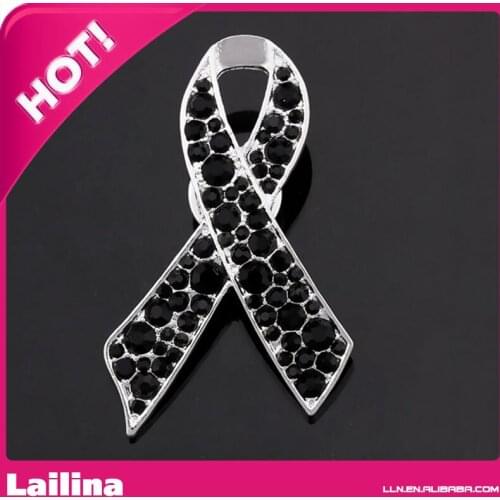 Funeral memorial brooch,Remembering Black Rhinestone Ribbon Brooch Pin