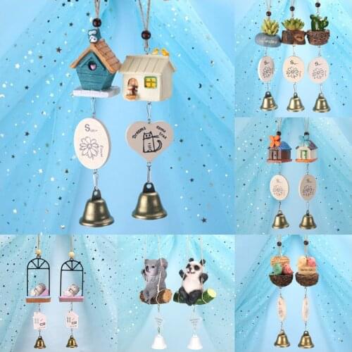 Resin Multi House Wind Chime Copper Bell Crafts Garden Home Outdoor Hanging Decor Craft Gift Ornament Car Bedroom Decoration