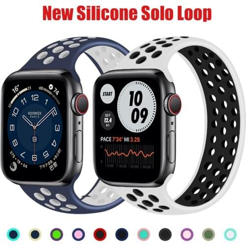 Silicone Solo Loop for Apple Watch Band 44mm 40mm 38mm 42mm Breathable Elastic Belt bracelet band iWatch Series 3 4 5 SE 6 Strap