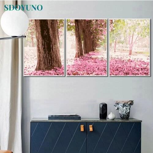 SDOYUNO 3Pcs 40x50cm Painting By Numbers For Adult Scenery DIY Frameless Paint By Numbers On Canvas Tree Handpainted Wall Art