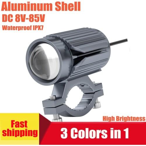 LED Motorcycle Headlights 8V-85V Fog Lights Spotlights 3 Colors Metal Shell Waterproof Driving Lights