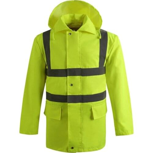 High Visibility Reflective Raincoat/Rain Coat Jacket for Police/Traffic Staffs Hi Vis Workwear Waterproof Jacket Men Free Ship