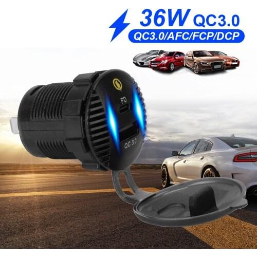 USB Car Charger For Motorcycle Auto Truck ATV Phone Boat Waterproof Universal Car Dual USB Charger QC3.0 Quick 36W