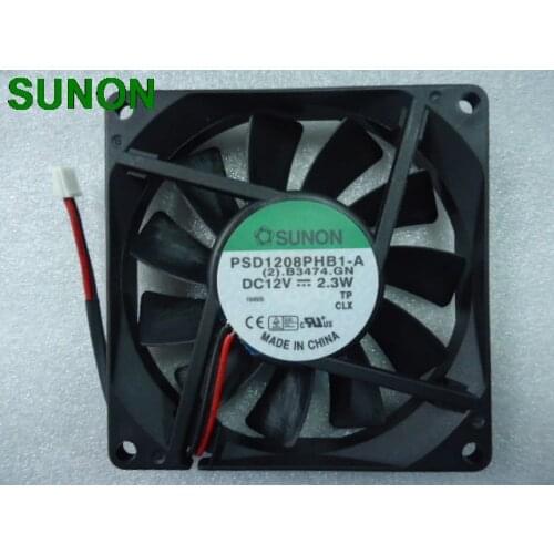 For Sunon PSD1208PHB1-A 80x80x15mm 80mm 8cm DC 12V 2.3W 2Wire Cooling Fan